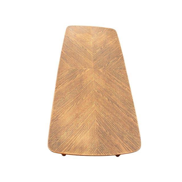 Vintage Faux Bamboo Fruitwood Cocktail Table With Geometric Veneer Top For Sale - Image 9 of 9
