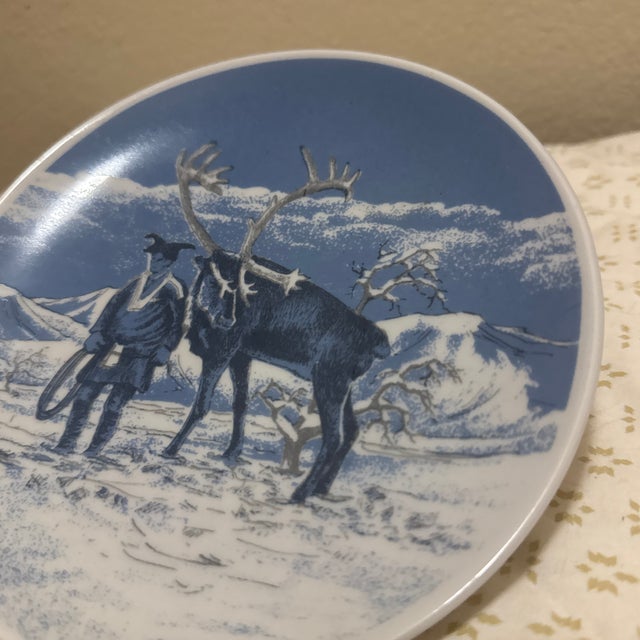 Porsgrund Porselænsfabrik 1970s Norway Decorative Porsgrund Antelope Scene Plate For Sale - Image 4 of 5