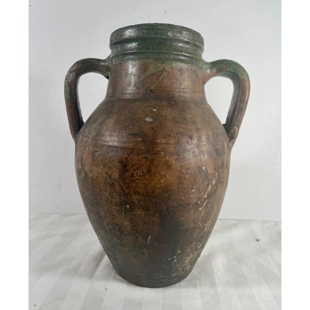 Olive Antique Terracotta Amphora Olive Oil Pot. For Sale - Image 8 of 13