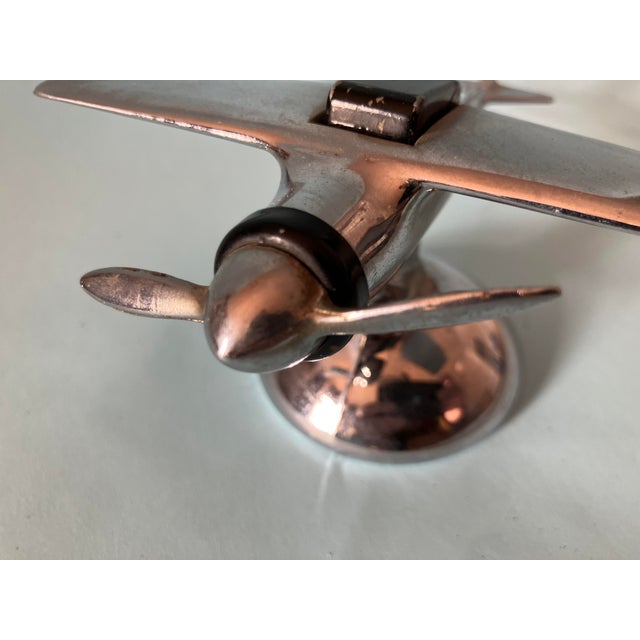 1930s 1930-40"s Desk Top Metal Aviation Airplane Cigarette Lighter For Sale - Image 5 of 10