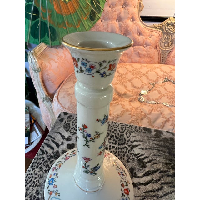 1970s Ceramic Lenox Sabbath Candlestick Holder With Floral Accents For Sale In Atlanta - Image 6 of 10