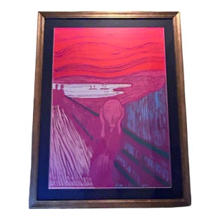 1980s Andy Warhol After Munch in Pink Numbered Lithograph Custom Framed and Matted For Sale