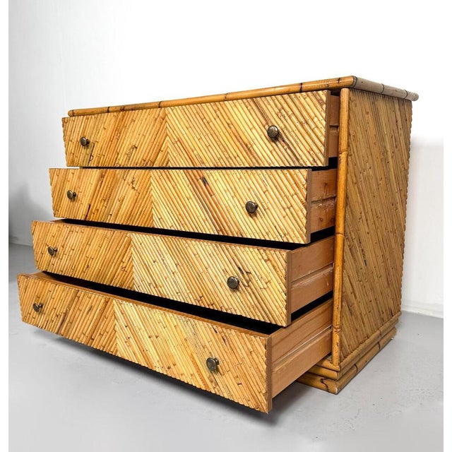 Vintage Rattan Chest of Drawers, Italy, 1970s For Sale - Image 6 of 8