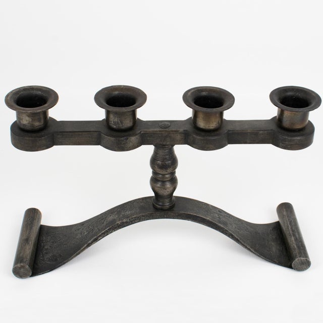 Charles Piguet Modernist Wrought Iron Candelabras Candle Holders For Sale - Image 11 of 12