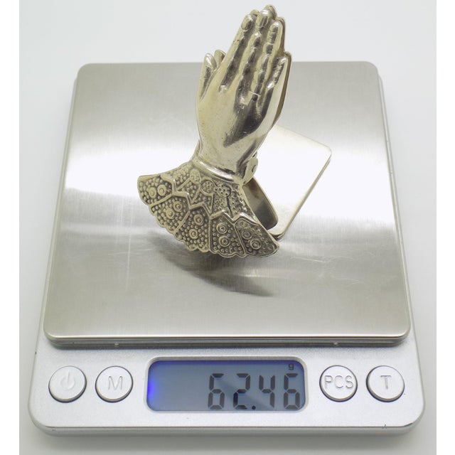 1970s Vintage Italian Handmade Genuine Silver Figural Hand Desk Memo Clip From Florence For Sale - Image 13 of 14