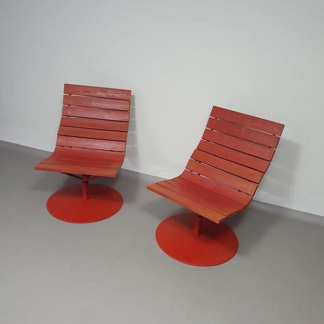 Metal Red Brygga Swivel Armchairs by Marcus Arvonen for Ikea, 2009, Set of 2 For Sale - Image 7 of 9
