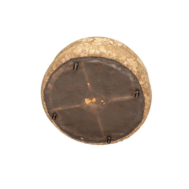 1990s Large Overstuffed Round Floral Upholstered Ottoman on Casters For Sale In Tampa - Image 6 of 7