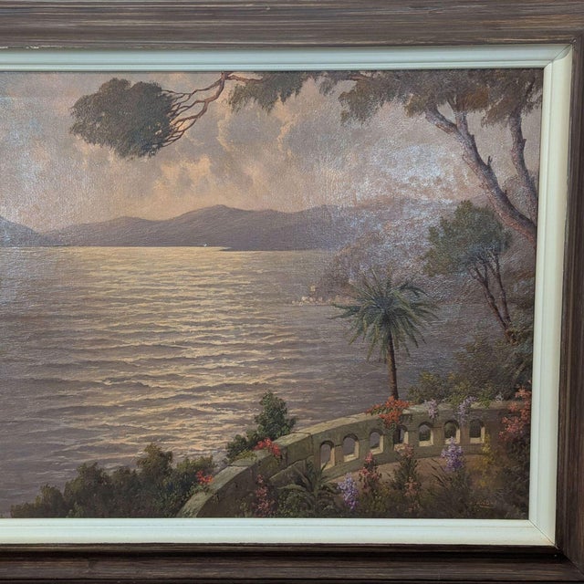 Mid 19th Century Vintage Mediterranean Coastal Sunset Oil Painting Signed J. Andre For Sale - Image 5 of 11