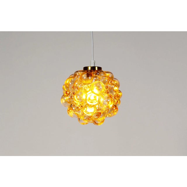 Amber Bubble Glass Pendant Light by Helena Tynell for Glashutte Limburg, 1970s For Sale - Image 4 of 7