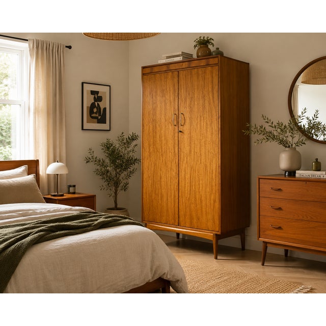 Vintage Golden Key teak wardrobe dating from the 1960s. Featuring beautiful teak grain, clean lines and classic mid-...