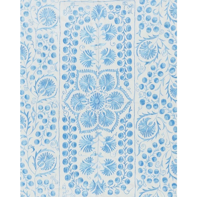 5x7 Ft Classic Uzbek Suzani Embroidery, New Silk, Cotton Wall Hanging, Bed Cover For Sale - Image 4 of 5