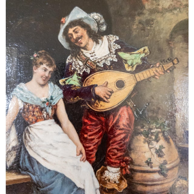 19th Century Continental European Dutch Style Interior Tavern Genre Scene Painting, Signed For Sale - Image 13 of 16