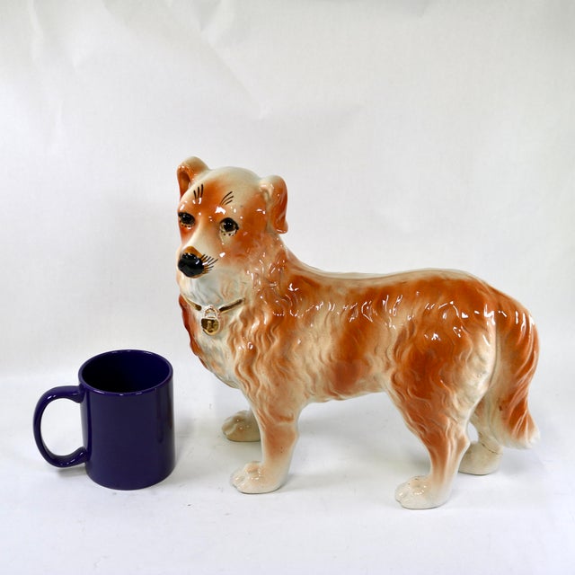 Large 19th-Century English Staffordshire Standing Collie Dogs With Glass Eyes - A Pair For Sale - Image 14 of 14