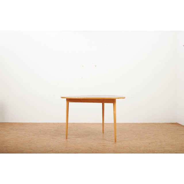 Three-Round Table Dining Table with Maple Frame and Wooden Top Covered with Black Linoleum by Max Bill for Horgen Glarus,...