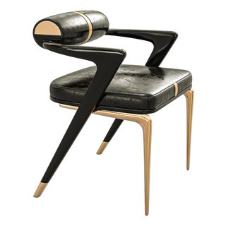 "Grecale" Chair, With Bronze & Stainless Steel, Tailor Made Leather For Sale