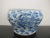 Chinese Chinese Blue Porcelain Peonies Scroll Cache Spittoon Planter Pot Bowl For Sale - Image 3 of 9