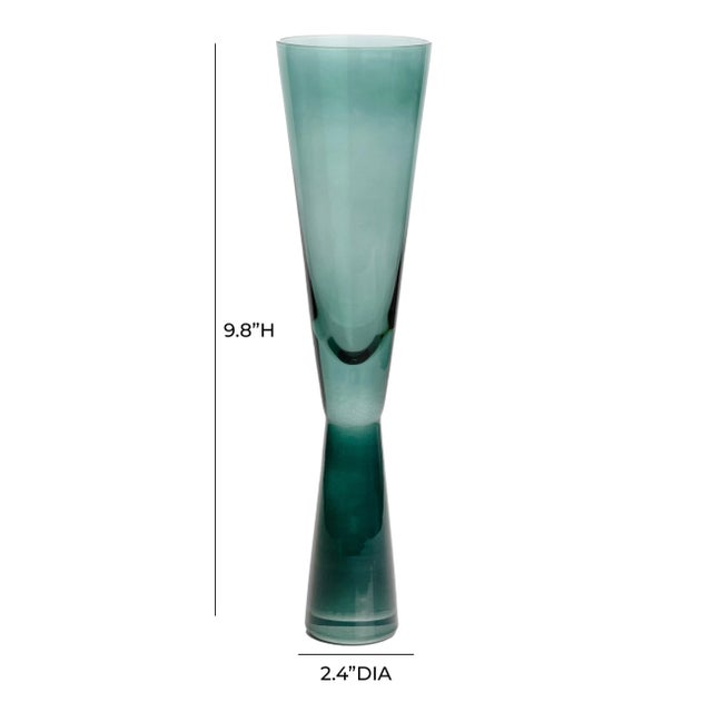 Flute Green Champagne Glasses - Set of 4 For Sale In Los Angeles - Image 6 of 6