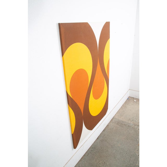 Mid-Century Modern Mid Century Modern Tapestry Wall Art Orange 1970s Yellow Brown 34x54 Vintage MCM For Sale - Image 3 of 12