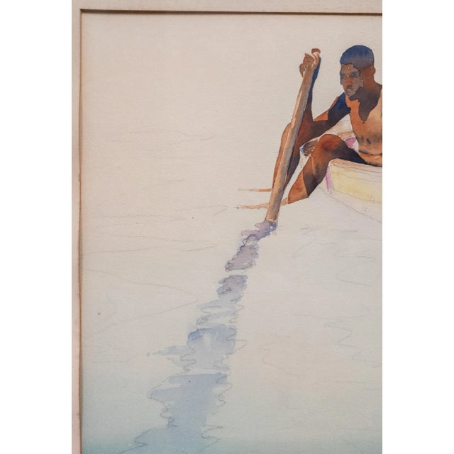 Early 20th Century American Watercolor of Man in Canoe by Frederick Soldwedel For Sale - Image 12 of 12