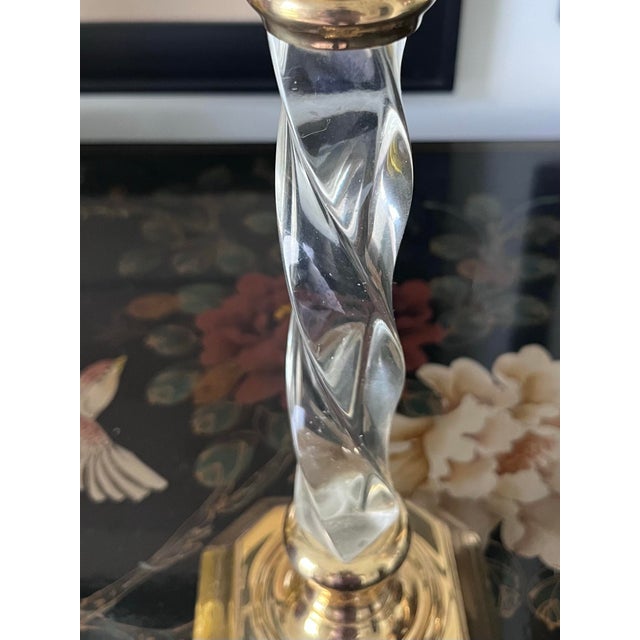 1960s Lucite and Brass Twisted Candlestick Holder For Sale In Houston - Image 6 of 7