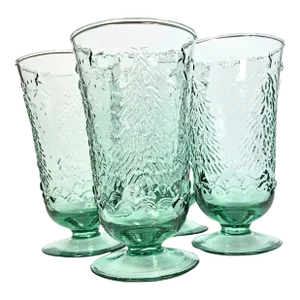 Green Christmas Tree Glasses- Set of Four