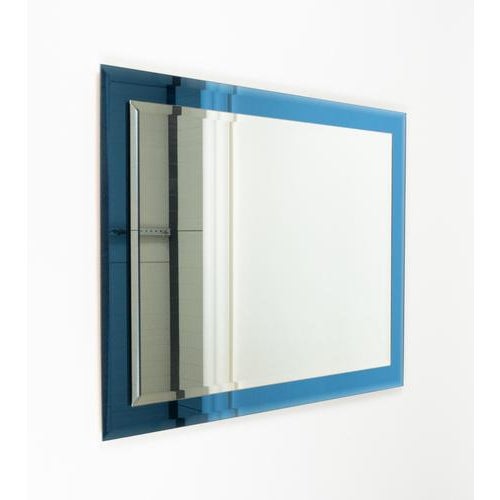 Rectangular Wall Mirror with Blue Frame from FAB Crystal, Italy, 1980s For Sale - Image 4 of 12
