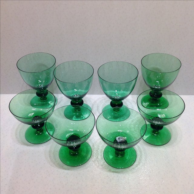 Vintage Emerald Green Crystal Stemware Set of 8 Chairish