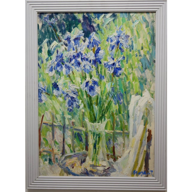 Georgij Moroz, Purple Iris, Oil on Canvas, 1995 For Sale - Image 6 of 6