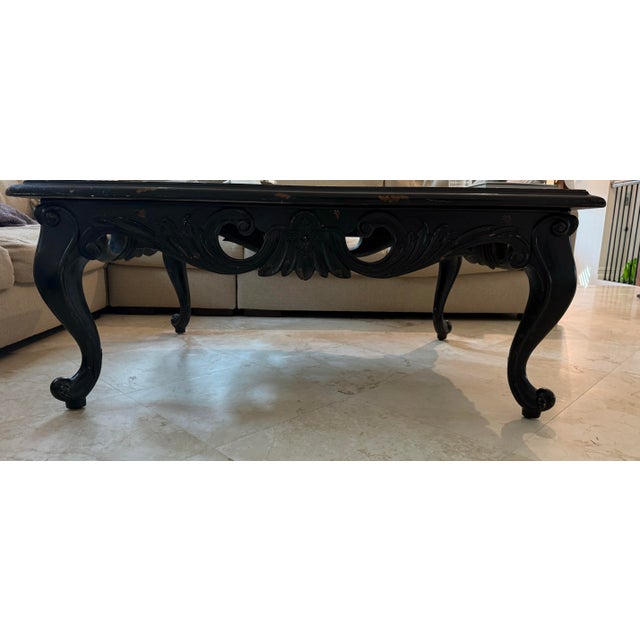 Vintage Maitland Smith Coffee Table - Solid Wood With Marble Tessellated Inlay For Sale In Miami - Image 6 of 6