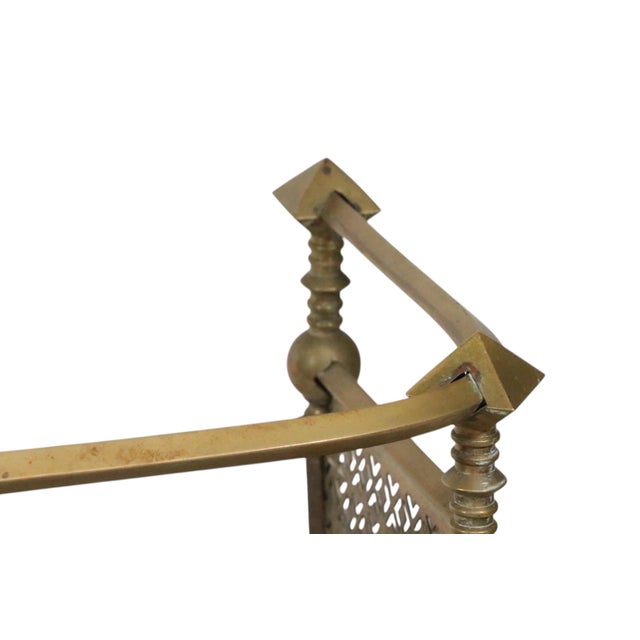 Antique Victorian Brass Fireplace Fender For Sale - Image 11 of 12