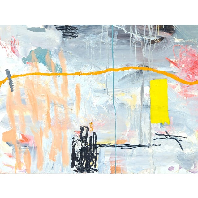 Yellow Benji Stiles "Party Down Productions" Contemporary Colorful Abstract Expressionist Painting, 2021 For Sale - Image 8 of 11