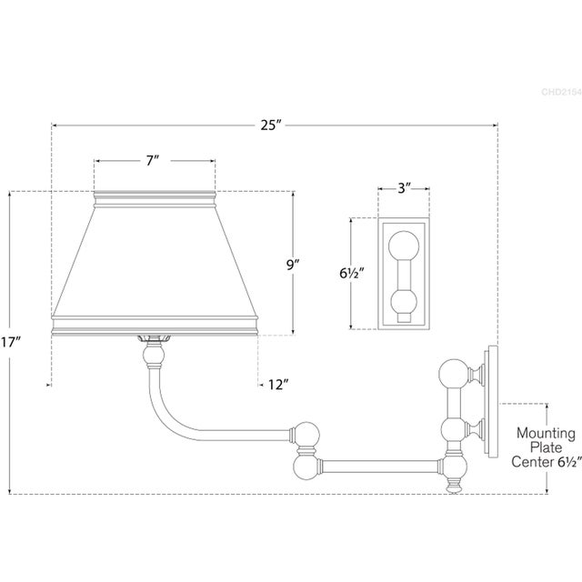 Visual Comfort Chapman & Myers for Visual Comfort Signature Pimlico Swing Arm in Antique-Burnished Brass with Linen Shade For Sale - Image 4 of 7