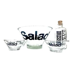 1970s Wheaton Salad Bowls and Dressing Container Set- 6 Pieces