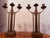 A wonderful original pair of 1915 Dutch Amsterdam School aged brass 3 arm candleholders with decorative elements. Original...