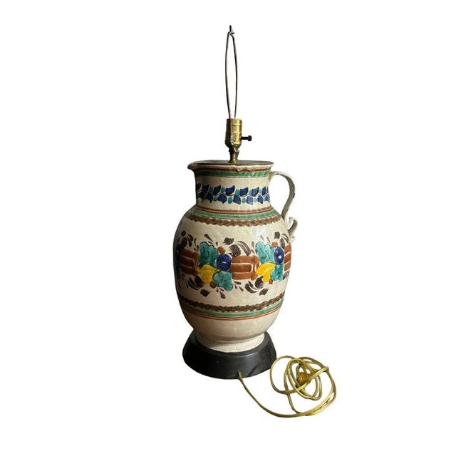 Antique White Vintage 1960s Colorful Mexican Pitcher Table Lamps - Set of 2 For Sale - Image 8 of 13