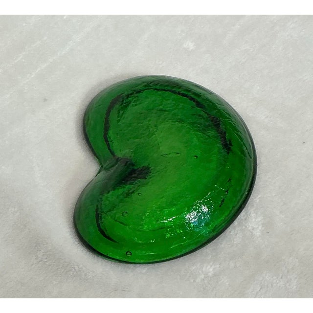 Glass Vintage Blenko Green Art Glass Kidney Shaped Bowl, Circa 60s For Sale - Image 7 of 9