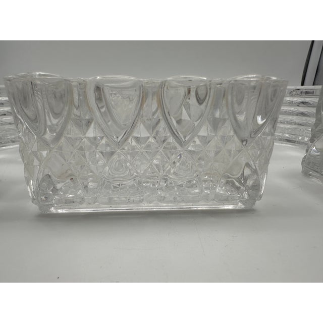 Six-piece clear crystal centerpiece. French, Val St. Lambert. 20th Century. Original fitted box. Some wear to box. Glass...