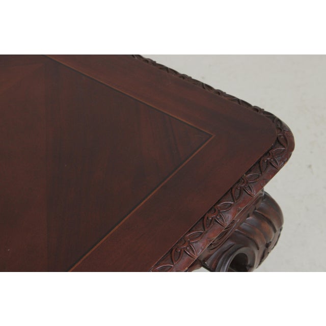 Brown Mahogany Large Carved Cocktail Coffee Table For Sale - Image 8 of 16