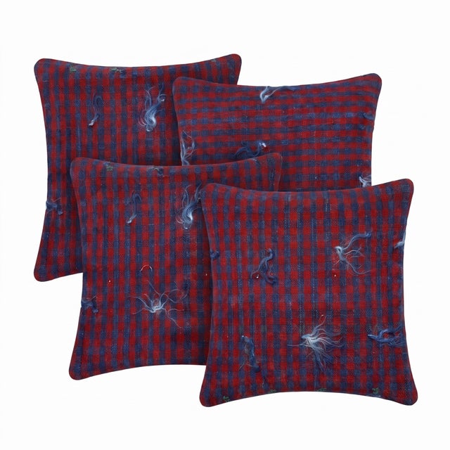 Mid-Century Modern Anatolian Kilim Pillow Cover 19'' X 19'' - Set of Four For Sale - Image 3 of 4
