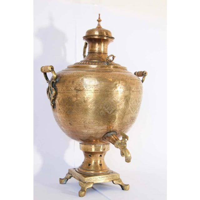 Early 20th Century Antique Moroccan Brass Samovar For Sale - Image 5 of 13