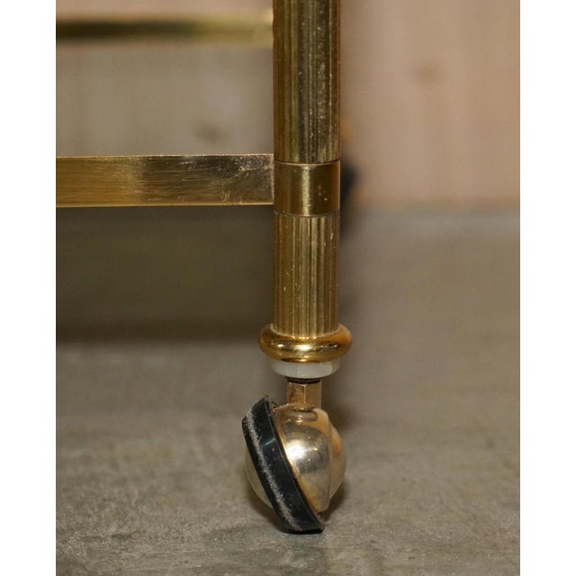 Mid-Century Modern Three Tier Tables in Brass and Smoked Glass, Set of 2 For Sale - Image 10 of 18