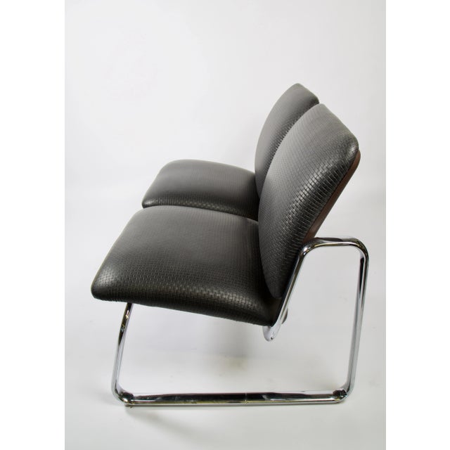 Steelcase Vintage Steel Case Leather Tandem Benche For Sale - Image 4 of 9