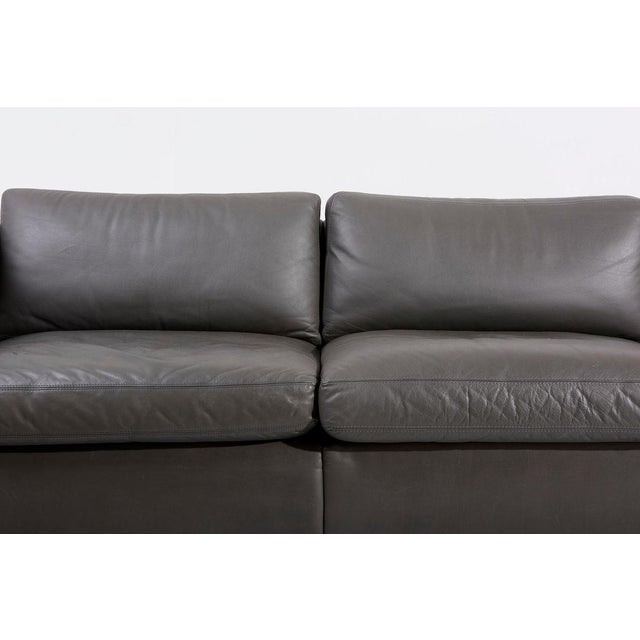 Sofa Set in Grey Leather by Charles Pfister for Knoll, USA, 1970s, Set of 3 For Sale - Image 12 of 18