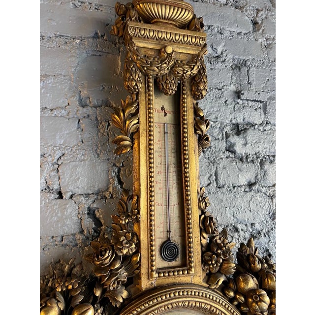 19th Century French Giltwood Barometer For Sale - Image 4 of 9