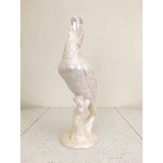 1950s White Ceramic Cockatoo Bird Sculpture For Sale - Image 4 of 9