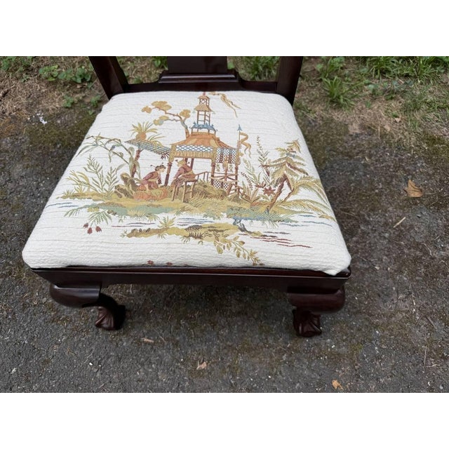 Brown Late 20th Century Pair of Henkel Harris Chippendale Style Carved Mahogany Dining Side Chairs For Sale - Image 8 of 16