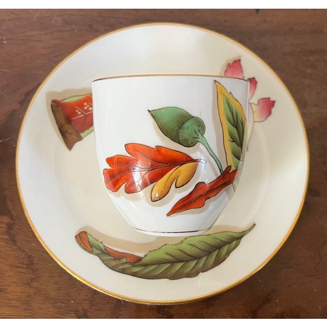 19th Century Antique 19th Century Wedgwood China Porcelain Hand Painted Tea Cup & Saucer in the Shadow Leaf Pattern For Sale - Image 5 of 18