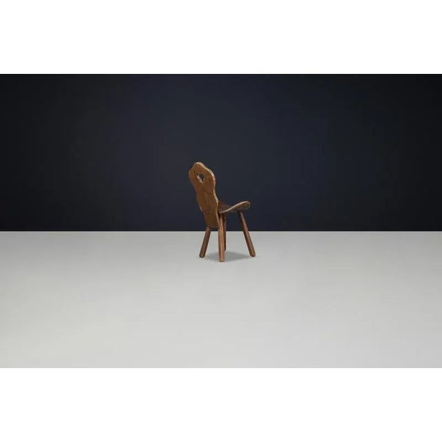 Brutalist Saddle Chair in Stained Beech, France, 1950s For Sale - Image 6 of 9