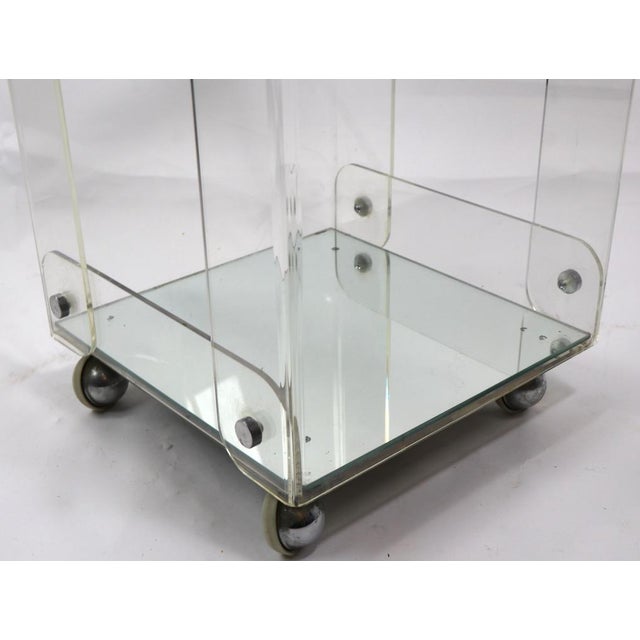 Lucite Chrome and Wood Serving Cart For Sale - Image 9 of 13