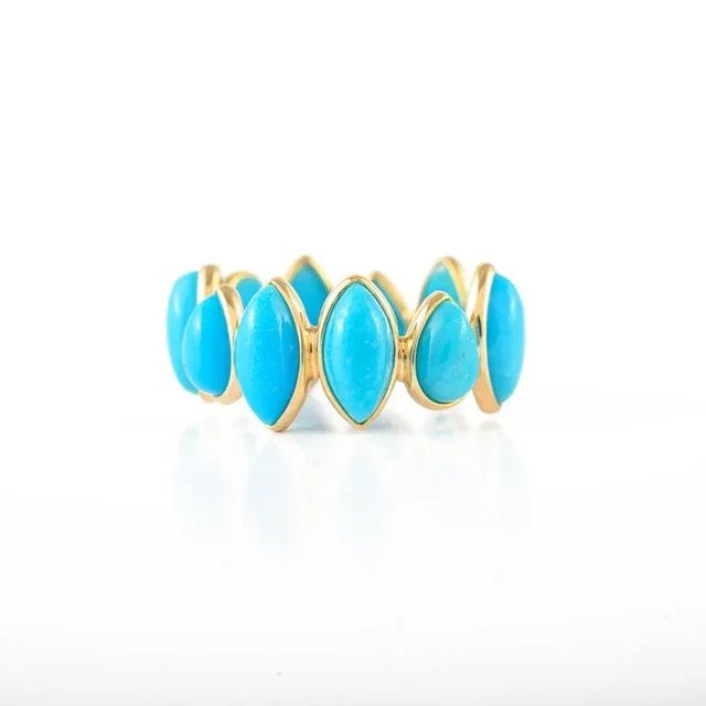 Natural Turquoise Stacking Eternity Band in 18k Gold Size 7 ( All Sizes Available ) For Sale - Image 10 of 12